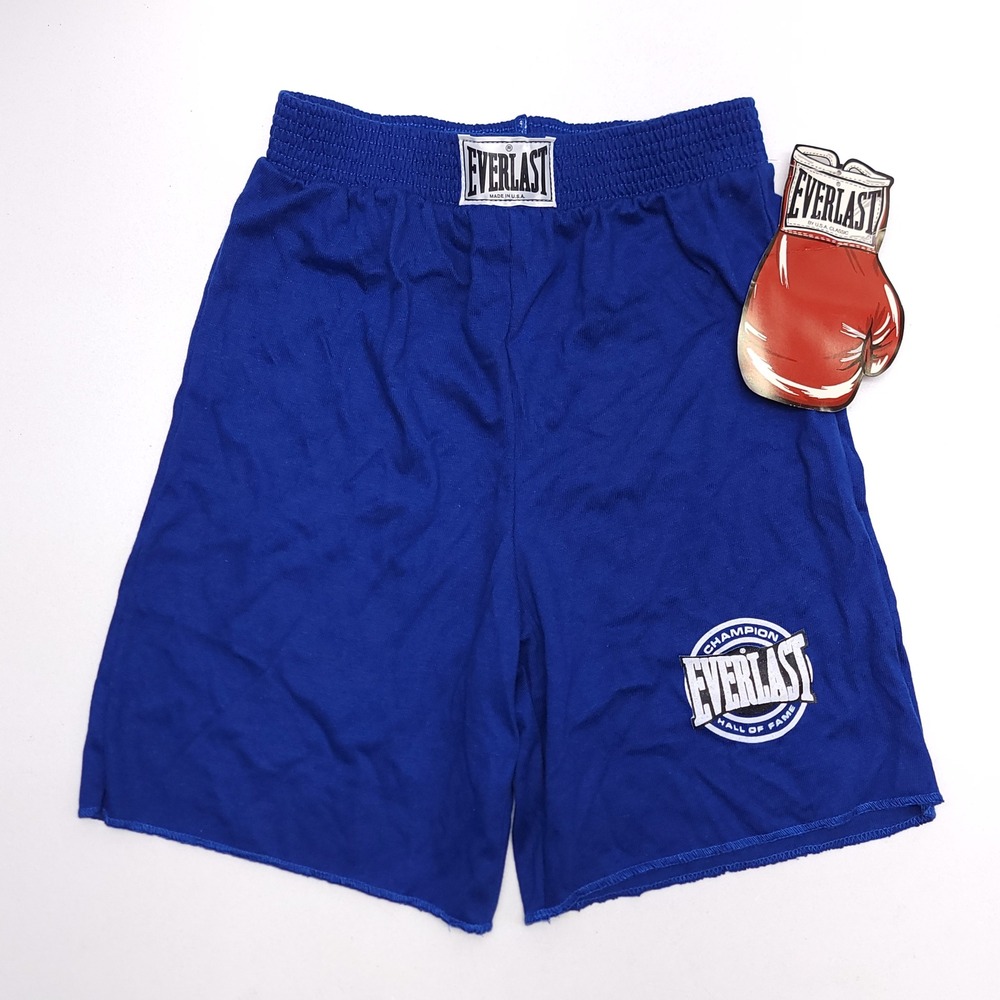 Vintage Everlast Boys Boxing Shorts Royal Blue Champion Hall of Fame USA NWT L